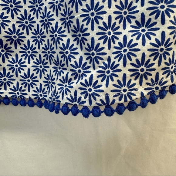 Talbots Blue White Geometric Cotton Tank Tassels Petite Plus Size 3X - Picture 4 of 6